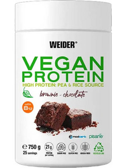 Weider Vegan Brownie Chocolate Φυτική Πρωτεΐνη Χωρίς Λακτόζη & Γλουτένη 750gr