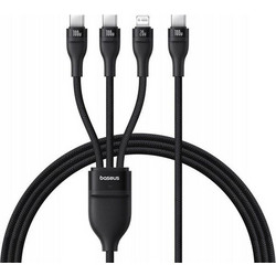 BASEUS FLASH SERIES III 3IN1 100W 5A TYPE-C TO LIGHTNING / 2 X TYPE-C CHARGING CABLE 1.5M BLACK