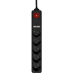 Πολύπριζο Ασφαλείας Energenie με 2 Θύρες USB 5 Πρίζες 1,5m USB 2A Μαύρο