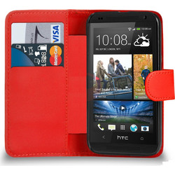 Δερμάτινη Θήκη/Πορτοφόλι για HTC Desire 610 Κόκκινο (ΟΕΜ)