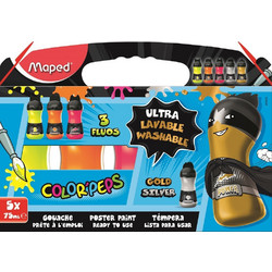 ΤΕΜΠΕΡΕΣ ΣΕΤ MAPED 5x75ml FLUO + METΑΛΛΙΖΕ ΧΡΩΜΑΤΑ 810012