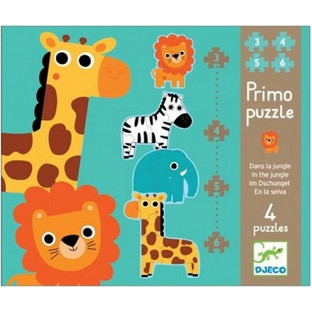 Παιδικό Puzzle Djeco Ζωάκια Ζούγκλας 3 + 4 + 5 + 6 Κομμάτια