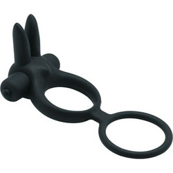 Toyz4lovers Timeless Dual Ring Ελαστικό Δαχτυλίδι Πέους Σιλικόνης με Δόνηση Μαύρο