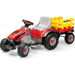 Peg Perego Tony Tigre Ποδοκίνητο Παιδικό Τρακτέρ με Καρότσα Κόκκινο