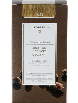 Korres Argan Oil Advanced Colorant 8.0 Ξανθό Ανοιχτό Φυσικό Μόνιμη Βαφή Μαλλιών Χωρίς Αμμωνία 50ml