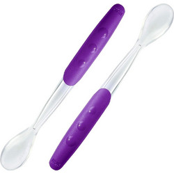 Nuk Easy Learning Feeding Spoon Σετ Βρεφικά Κουτάλια Σιλικόνης 4m+ Μωβ 2τμχ