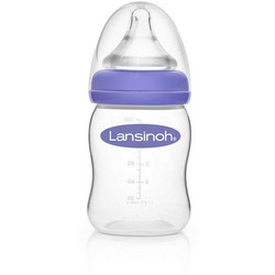 Lansinoh Natural Wave Πλαστικό Μπιμπερό με Θηλή Σιλικόνης κατά των Κολικών 0m+ 160ml