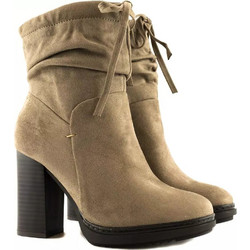 La Coquette Γυναικεία Μποτάκια Biker Suede Μπεζ με Χοντρό Ψηλό Τακούνι TW-B17028-1