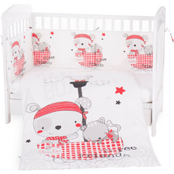 KikkaBoo Pirates Σετ Κούνιας 70x140cm White/Red 3τμχ
