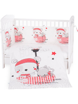 KikkaBoo Pirates Σετ Κούνιας 70x140cm White/Red 3τμχ