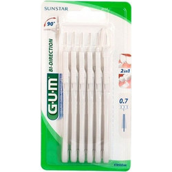 Gum Bi-Direction Ultra Micro Μεσοδόντια Βουρτσάκια 0.7mm Άσπρα 6τμχ