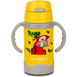 Nava We Care Παιδικό Μπουκάλι Θερμός Ανοξείδωτο BPA Free με Καλαμάκι Κίτρινο 300ml
