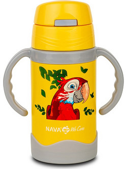 Nava We Care Παιδικό Μπουκάλι Θερμός Ανοξείδωτο BPA Free με Καλαμάκι Κίτρινο 300ml