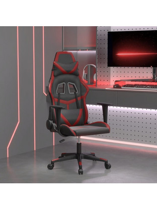 vidaXL Καρέκλα Gaming Δερματίνης με Ρυθμιζόμενα Μπράτσα Μαύρη Μπορντό 345430
