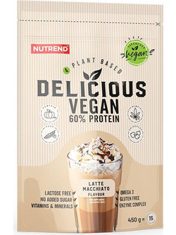 Nutrend Delicious Vegan Latte Macchiato Φυτική Πρωτεΐνη Χωρίς Λακτόζη & Γλουτένη 450gr