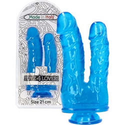 Toyz4lovers dildo Romolo e Remo Διπλό Dildo με Βεντούζα 21cm Μπλε