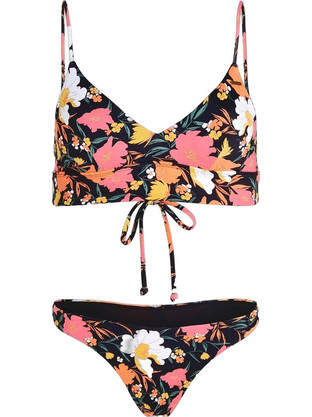 O'Neill Bikini Set Τριγωνάκι Brazil Floral Μαύρο Ροζ 1800255-39069W