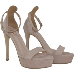 BC Γυναικεία Πέδιλα Suede Nude με Λεπτό Ψηλό Τακούνι 12-620-N