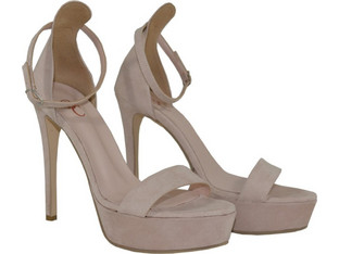 BC Γυναικεία Πέδιλα Suede Nude με Λεπτό Ψηλό Τακούνι 12-620-N
