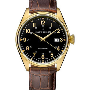 Claude Bernard Proud Heritage Ανδρικό Ρολόι Αυτόματο με Καφέ Δερμάτινο Λουράκι 8013237JCNID