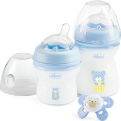 Chicco Natural Feeling Σετ Πλαστικά Μπιμπερό με Θηλή Σιλικόνης 0+ Μηνών Light Blue