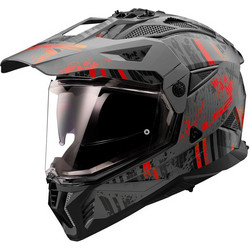LS2 MX702 Pioneer II Crazy Matt Black Red Κράνος Μηχανής On / Off 1400gr