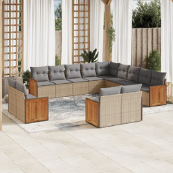 vidaXL Σετ Σαλόνι Κήπου Rattan 13τμχ Μπεζ 3228208