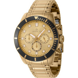 Invicta Pro Diver Ανδρικό Ρολόι με Χρυσό Μεταλλικό Μπρασελέ 46045