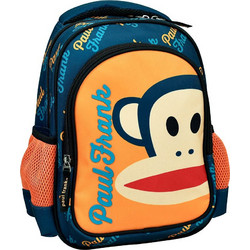 Back Me UP Paul Frank Logo Σχολική Τσάντα Πλάτης Νηπιαγωγείου Μπλε Πορτοκαλί 346-87054