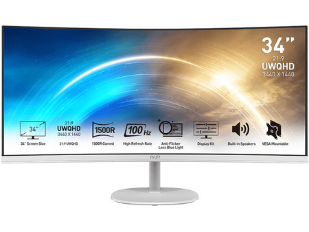 MSI Pro MP341CQW Ultrawide VA Curved Monitor 34" 3440x1440 QHD 100Hz 4ms