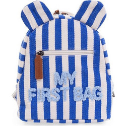 Childhome My First Bag Stripes Σχολική Τσάντα Πλάτης Νηπιαγωγείου Μπλε Λευκή BR78263