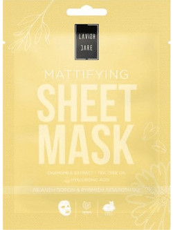 Lavish Care Mattifying Face Sheet Μάσκα Προσώπου για Ενυδάτωση με Υαλουρονικό 25gr