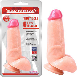Chisa Novelties Ballsy Super Cock Troy Bell Ρεαλιστικό Dildo με Βεντούζα & Όρχεις 16.5cm Flesh