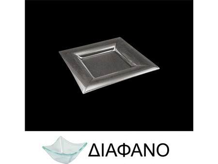 Lukanda Πιάτο Ρηχό Γυάλινο Τετράγωνο 21x21cm LK1822-TR-21X21