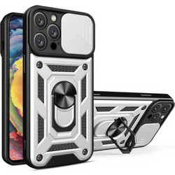 Bodycell Armor Slide Ring Holder Back Cover Silver (iPhone 14 Pro Max)