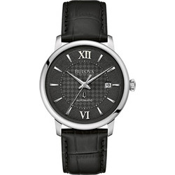 Bulova Hudson Ανδρικό Ρολόι Αυτόματο με Μαύρο Δερμάτινο Λουράκι 96B441
