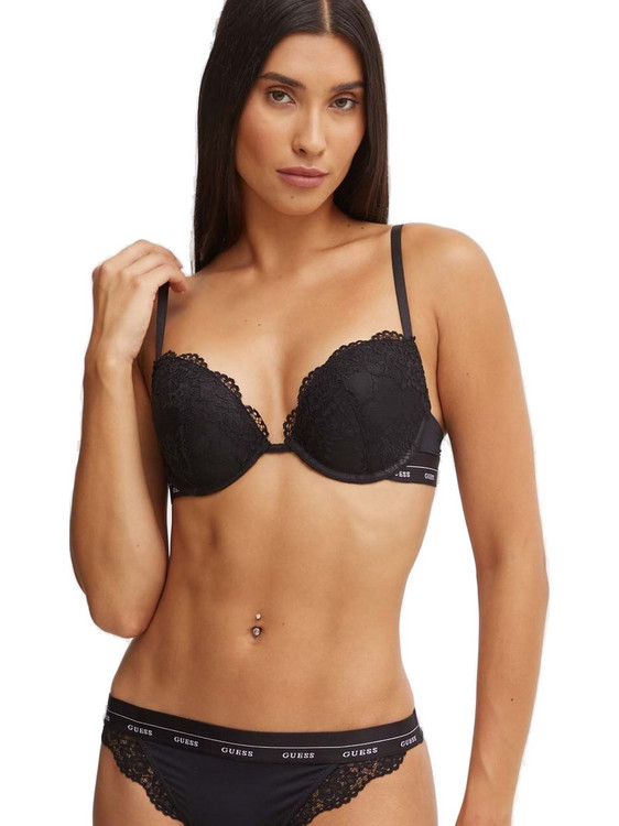Guess Jane Σουτιέν για Βαθύ Ντεκολτέ Push Up με Μπανέλα Μαύρο O4YC01PZ01C-JBLK