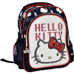 Gim Hello Kitty Croche Σχολική Τσάντα Πλάτης Νηπιαγωγείου Navy Μπλε Κόκκινη 335-73054