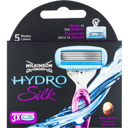 Wilkinson Sword Hydro Silk Γυναικεία Ανταλλακτικά Ξυραφάκια με 5 Λεπίδες & Λιπαντική Ταινία 3τμχ
