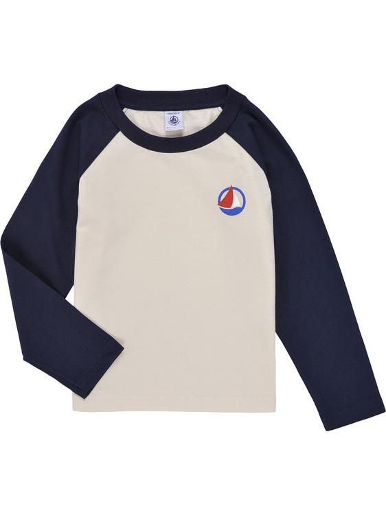 Petit Bateau Παιδικό T-Shirt Μακρυμάνικο Μπεζ Navy Μπλε A0BR0-02