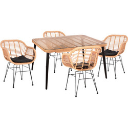 HomeMarkt Allegra Σετ Τραπεζαρία Κήπου Rattan 5τμχ Μπεζ HM21027