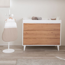 Pali Lab Βρεφική Συρταριέρα Λευκή Καφέ 115x51x85cm