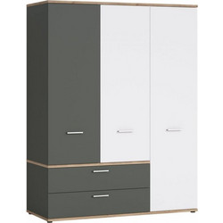 PoliHome Τρίφυλλη Ντουλάπα Ρούχων Newty Λευκή 150x60x196cm 162525329