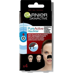 Garnier Pure Active Charcoal Επιθέματα για Μύτη Κούτελο & Πιγούνι για Μαύρα Στίγματα με Άνθρακα 4τμχ