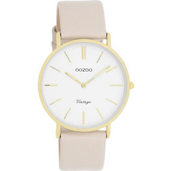 Oozoo Timepieces Γυναικείο Ρολόι με Ροζ Δερμάτινο Λουράκι C20392