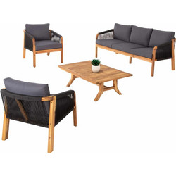 HomeMarkt Rosswell Σετ Σαλόνι Κήπου Μασίφ Ξύλο 4τμχ Ανθρακί HM6084.01