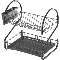 Tekno-tel Inox Στεγνωτήριο Πιάτων Νεροχύτη Διώροφο Μεταλλικό Ανθρακί 46x30x44cm