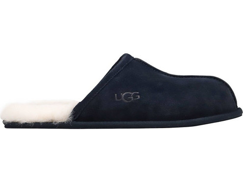 UGG Scuff Δερμάτινες Χειμερινές Ανδρικές Παντόφλες με Γούνα Navy Μπλε 1101111-TNVY