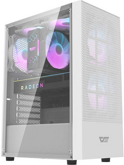 Darkflash A290 with 3-Fans White Midi Tower Κουτί Υπολογιστή με Πλαϊνό Παράθυρο