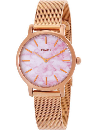 Timex Γυναικείο Ρολόι με Ροζ Χρυσό Μεταλλικό Μπρασελέ TW2T81000